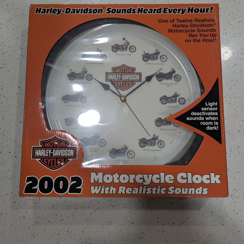 Harley-Davidson Motorcycle Clock Box in Orange and Black